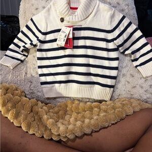 The Children's Place Navy and White Striped Turtleneck Sweater